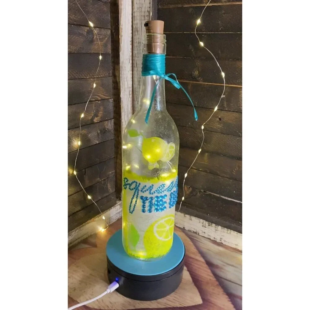Handmade Lighted Wine Bottle 